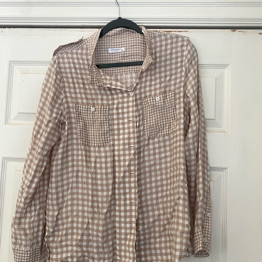 Equipment Beige Checkered Shirt